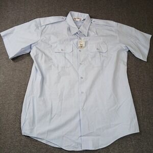 Flying Cross Men Light Blue Short Sleeve Uniform Shirt F1 66A49 Size 17.5 NEW